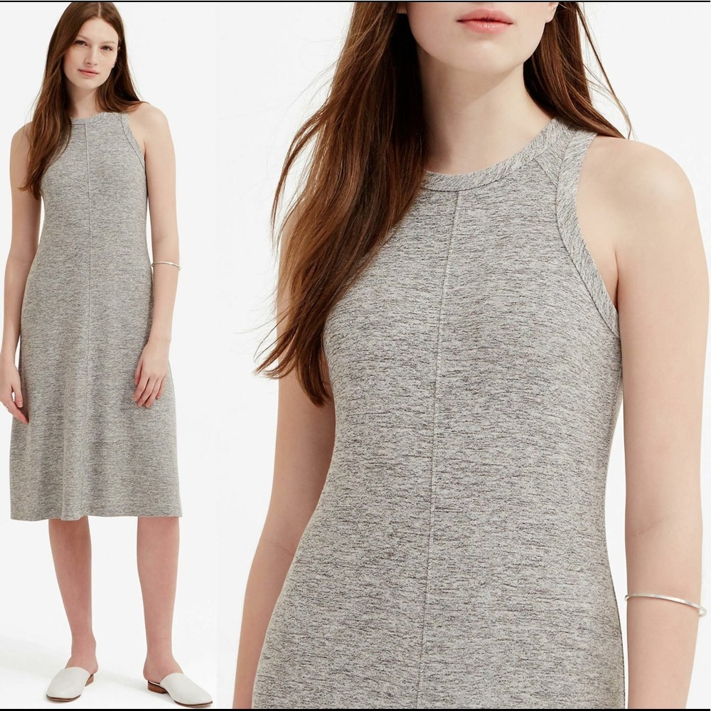 🔱 LOU & GREY Gray Slinky Stretch Midi Dress